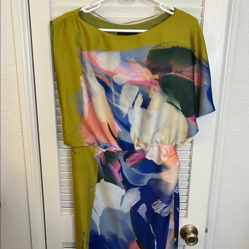 Zara Asymmetrical Abstract Print Midi Length Women's Dress